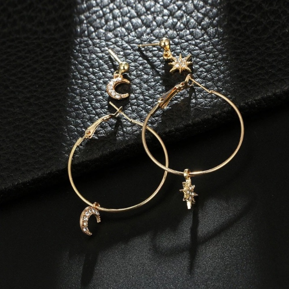 NEW!๐๐๐GOLDEN SUN ๐ & ๐ MOON HOOPS!๐๐๐LOVE - Picture 4 of 8